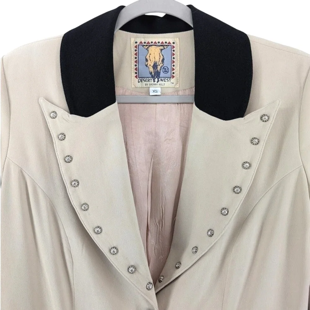 Vtg 90s Desert West Sherry Holt Western Duster Coat XS Faux Suede Sheriff‎ Star - Picture 4 of 11